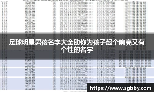 足球明星男孩名字大全助你为孩子起个响亮又有个性的名字